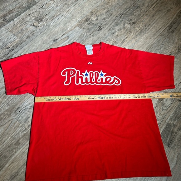 Majestic Philadelphia Phillies Chase Utley Red Baseball Jersey Tee - Picture 4 of 8